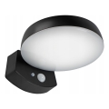 LED stmievateľné solárne nástenné svietidlo s čidlom LED/3W/3,7V 1800 mAh IP54 čierna