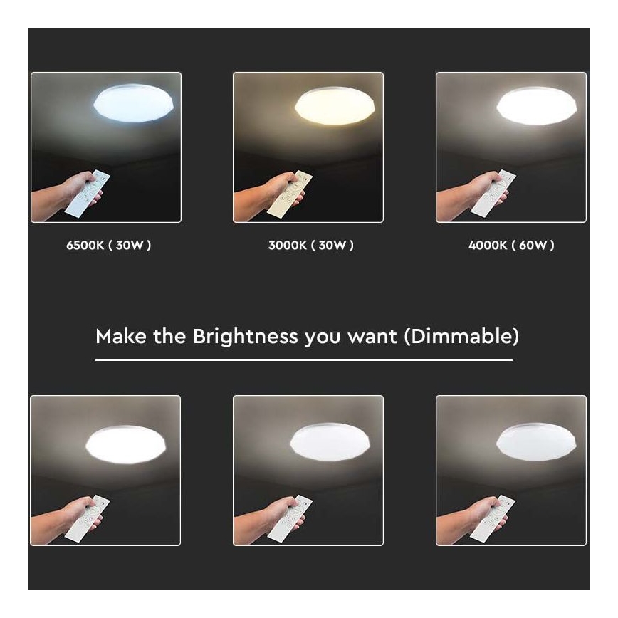 LED stmievateľné stropné svietidlo LED/60W/230V 3000K/4000K/6500K pr. 50 cm + diaľkové ovládanie