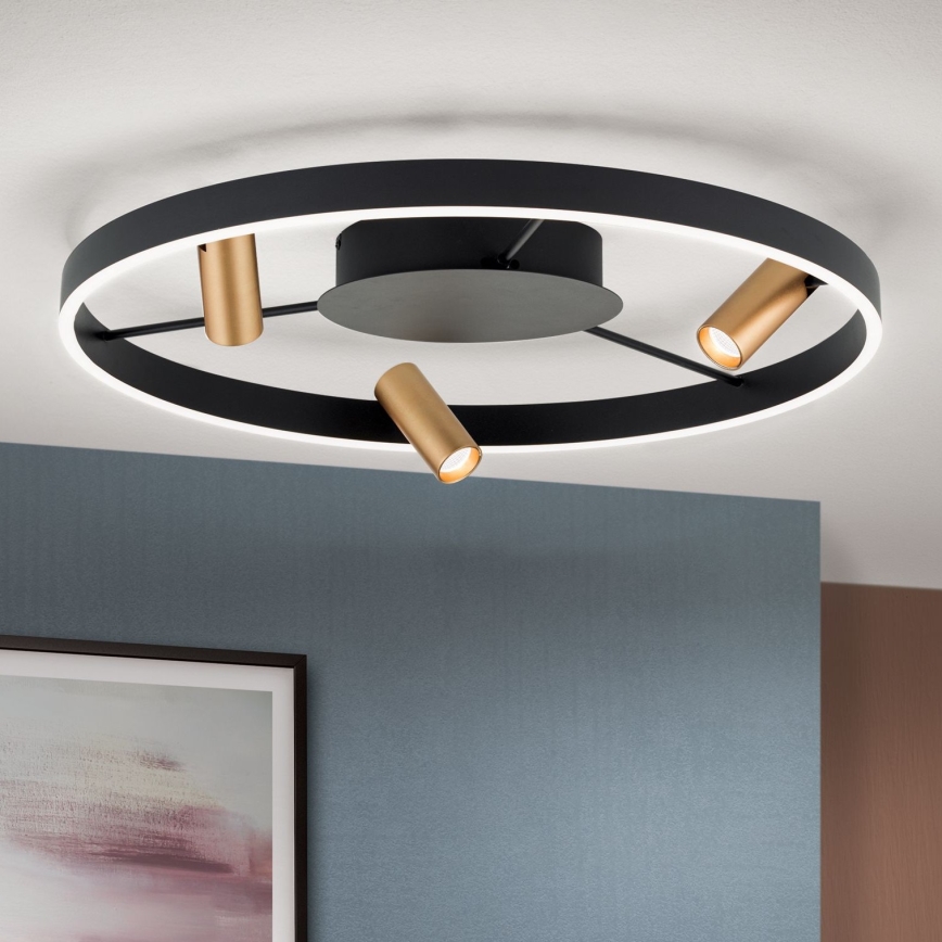 LED Stmievateľné stropné svietidlo BERLIN LED/50W/230V čierna/zlatá