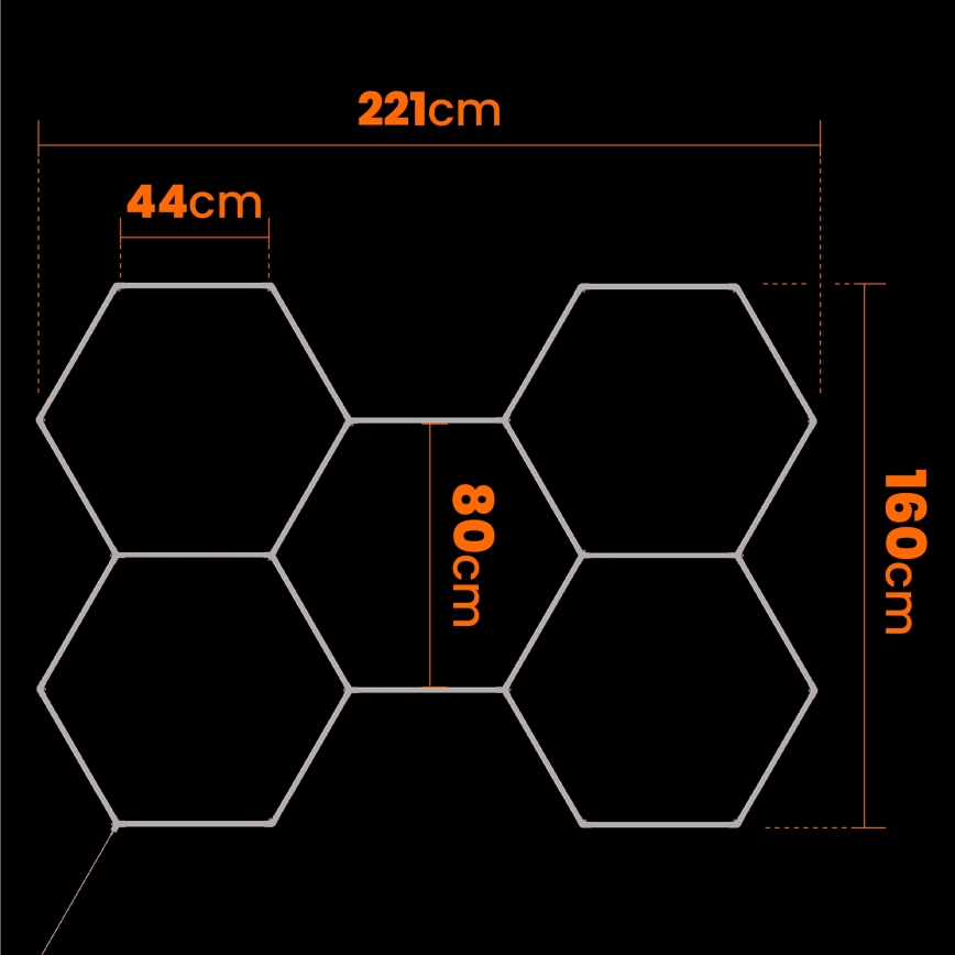 LED Stmievateľné stropné svietidlo HEXAGON LED/192W/85-265V 5000K 160x221 cm CRI 90 IP54 biela