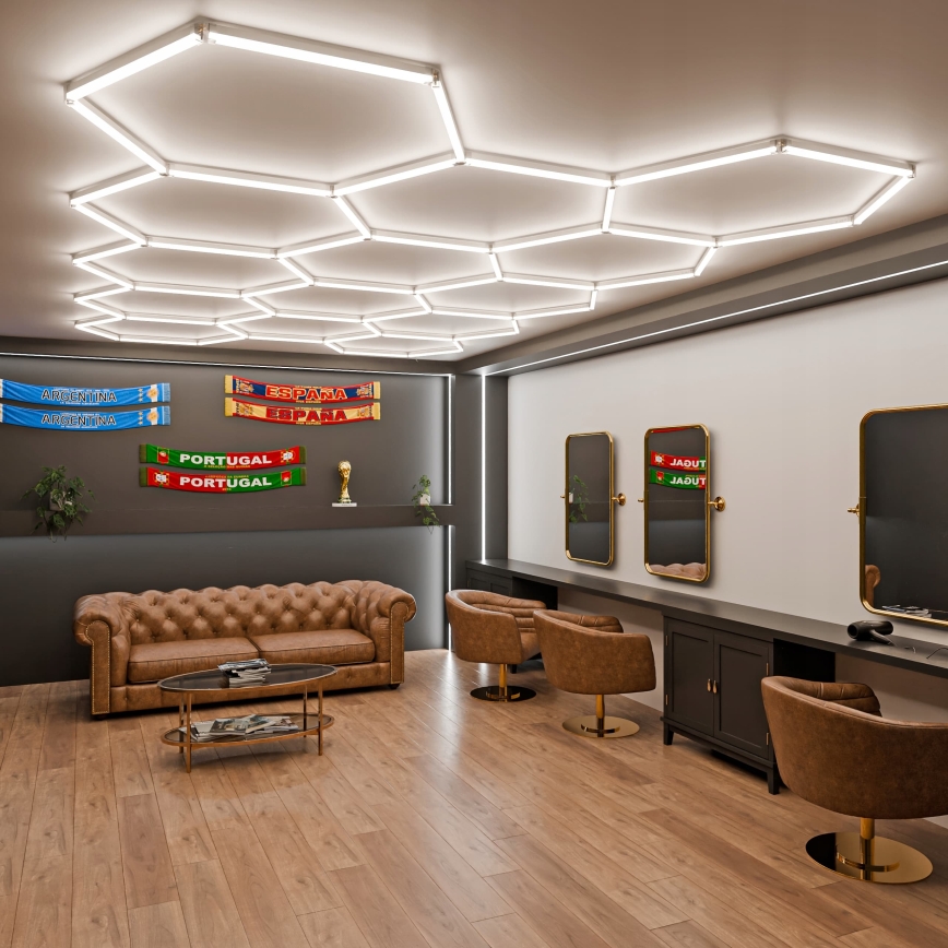 LED stmievateľné stropné svietidlo HEXAGON LED/570W/85-265V 5000K 522x298 cm CRI 90 IP54 biela