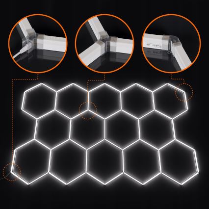 LED stmievateľné stropné svietidlo HEXAGON LED/570W/85-265V 5000K 522x298 cm CRI 90 IP54 biela