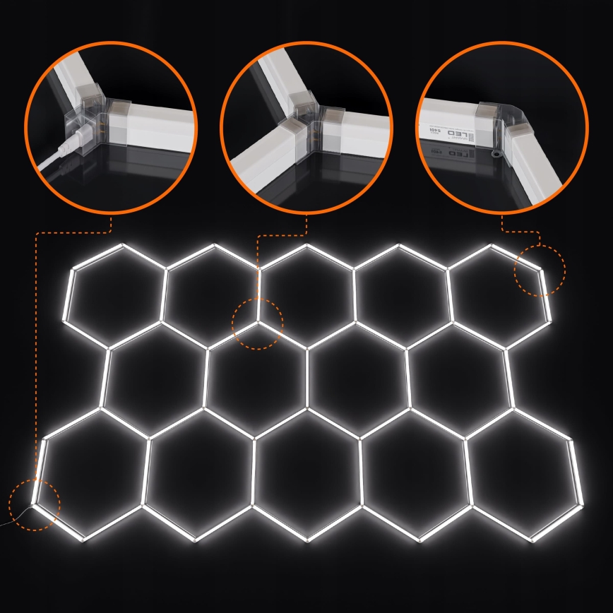 LED stmievateľné stropné svietidlo HEXAGON LED/570W/85-265V 5000K 522x298 cm CRI 90 IP54 biela