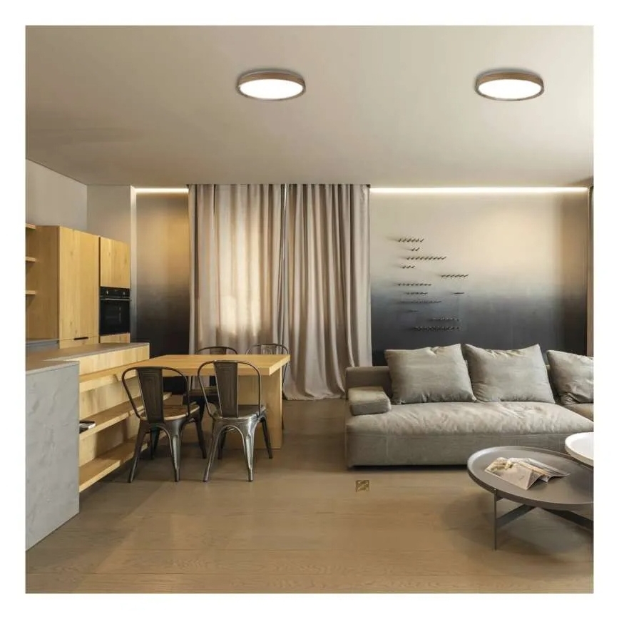 LED stmievateľné stropné svietidlo ILVI LED/30W/230V 2700-6500K pr. 40 cm dekor dreva + diaľkové ovládanie