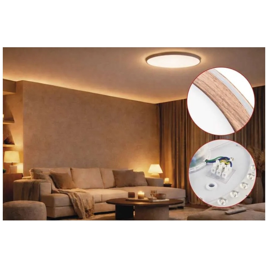 LED stmievateľné stropné svietidlo ILVI LED/30W/230V 2700-6500K pr. 40 cm dekor dreva + diaľkové ovládanie
