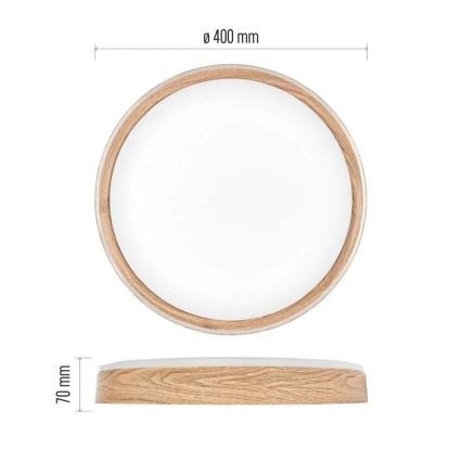 LED stmievateľné stropné svietidlo ILVI LED/30W/230V 2700-6500K pr. 40 cm dekor dreva + diaľkové ovládanie
