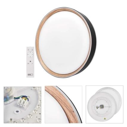 LED stmievateľné stropné svietidlo ILVI LED/30W/230V 2700-6500K pr. 40 cm čierna/béžová + diaľkové ovládanie