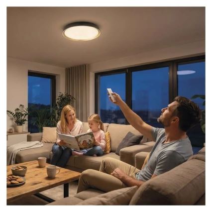 LED stmievateľné stropné svietidlo ILVI LED/30W/230V 2700-6500K priemer 40 cm čierna/mosadz + diaľkové ovládanie