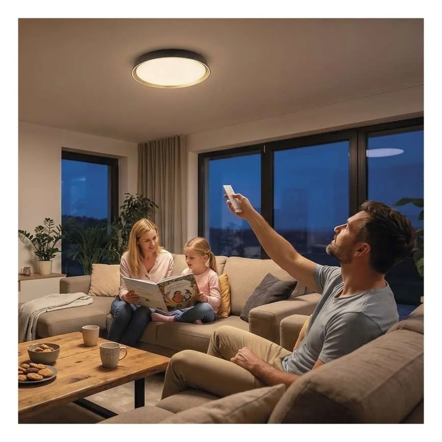 LED stmievateľné stropné svietidlo ILVI LED/30W/230V 2700-6500K priemer 40 cm čierna/mosadz + diaľkové ovládanie