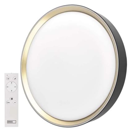 LED stmievateľné stropné svietidlo ILVI LED/30W/230V 2700-6500K priemer 40 cm čierna/mosadz + diaľkové ovládanie