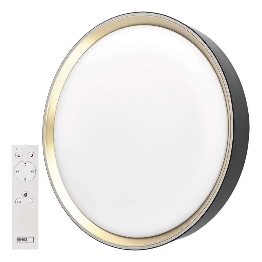 LED stmievateľné stropné svietidlo ILVI LED/30W/230V 2700-6500K priemer 40 cm čierna/mosadz + diaľkové ovládanie