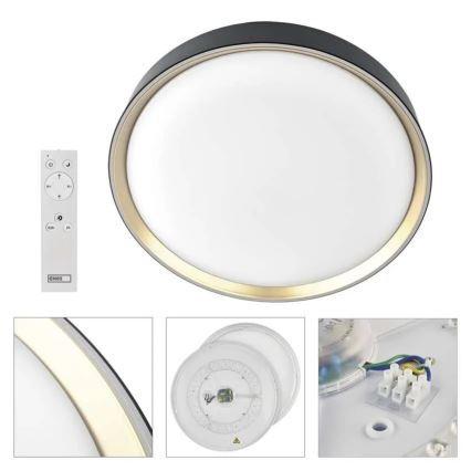 LED stmievateľné stropné svietidlo ILVI LED/30W/230V 2700-6500K priemer 40 cm čierna/mosadz + diaľkové ovládanie