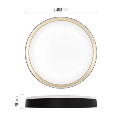 LED stmievateľné stropné svietidlo ILVI LED/30W/230V 2700-6500K priemer 40 cm čierna/mosadz + diaľkové ovládanie