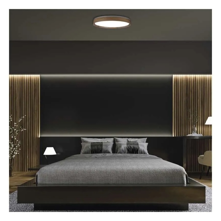 LED Stmievateľné stropné svietidlo ILVI LED/45W/230V 2700-6500K pr. 50 cm dekor dreva + diaľkové ovládanie