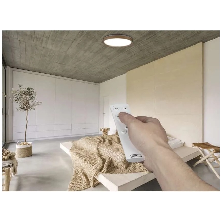 LED Stmievateľné stropné svietidlo ILVI LED/45W/230V 2700-6500K pr. 50 cm dekor dreva + diaľkové ovládanie