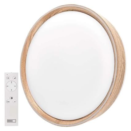 LED Stmievateľné stropné svietidlo ILVI LED/45W/230V 2700-6500K pr. 50 cm dekor dreva + diaľkové ovládanie