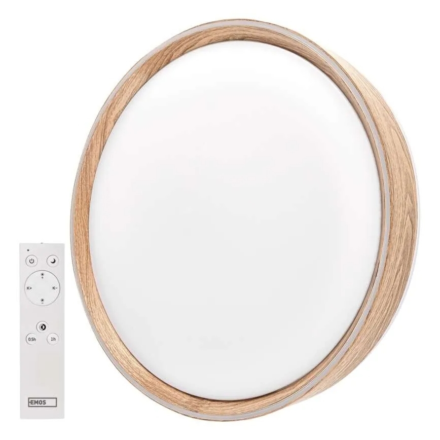 LED Stmievateľné stropné svietidlo ILVI LED/45W/230V 2700-6500K pr. 50 cm dekor dreva + diaľkové ovládanie