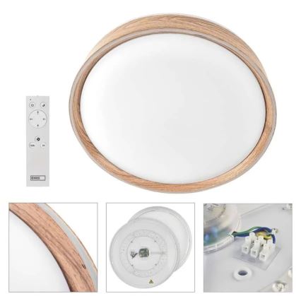 LED Stmievateľné stropné svietidlo ILVI LED/45W/230V 2700-6500K pr. 50 cm dekor dreva + diaľkové ovládanie