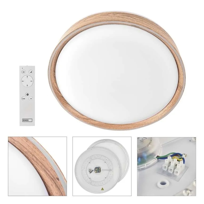 LED Stmievateľné stropné svietidlo ILVI LED/45W/230V 2700-6500K pr. 50 cm dekor dreva + diaľkové ovládanie