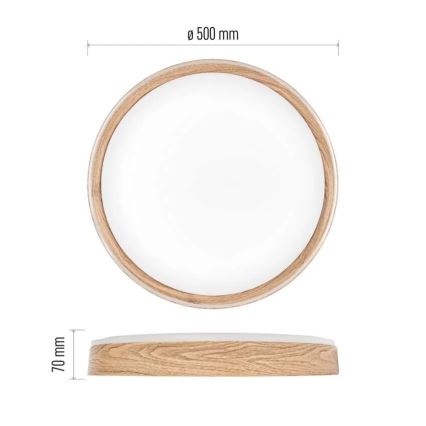 LED Stmievateľné stropné svietidlo ILVI LED/45W/230V 2700-6500K pr. 50 cm dekor dreva + diaľkové ovládanie