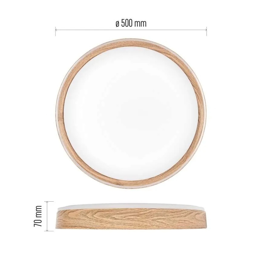 LED Stmievateľné stropné svietidlo ILVI LED/45W/230V 2700-6500K pr. 50 cm dekor dreva + diaľkové ovládanie