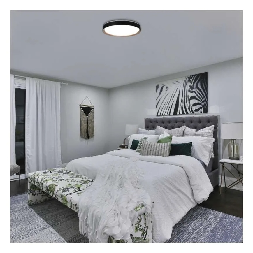 LED stmievateľné stropné svietidlo ILVI LED/45W/230V 2700-6500K pr. 50 cm čierna/béžová + diaľkové ovládanie