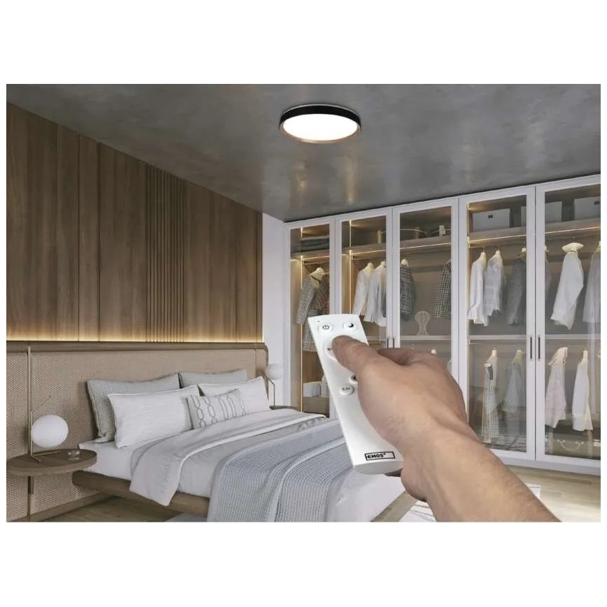 LED stmievateľné stropné svietidlo ILVI LED/45W/230V 2700-6500K pr. 50 cm čierna/béžová + diaľkové ovládanie