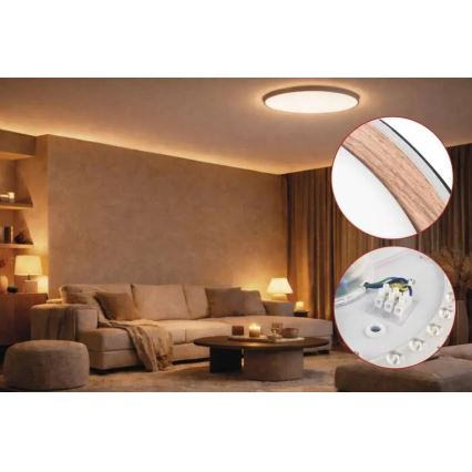 LED stmievateľné stropné svietidlo ILVI LED/45W/230V 2700-6500K pr. 50 cm čierna/béžová + diaľkové ovládanie