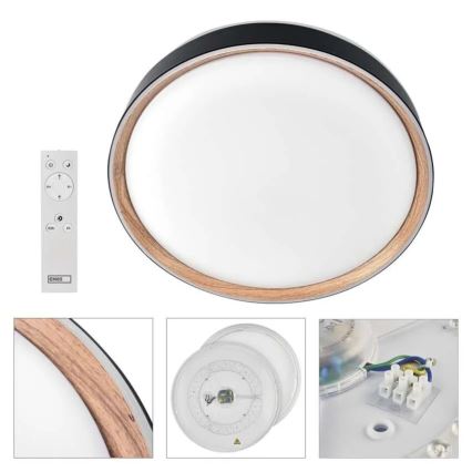 LED stmievateľné stropné svietidlo ILVI LED/45W/230V 2700-6500K pr. 50 cm čierna/béžová + diaľkové ovládanie