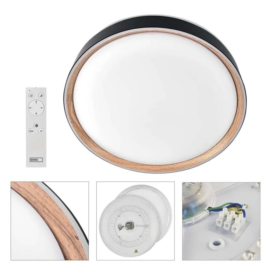LED stmievateľné stropné svietidlo ILVI LED/45W/230V 2700-6500K pr. 50 cm čierna/béžová + diaľkové ovládanie