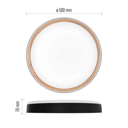 LED stmievateľné stropné svietidlo ILVI LED/45W/230V 2700-6500K pr. 50 cm čierna/béžová + diaľkové ovládanie