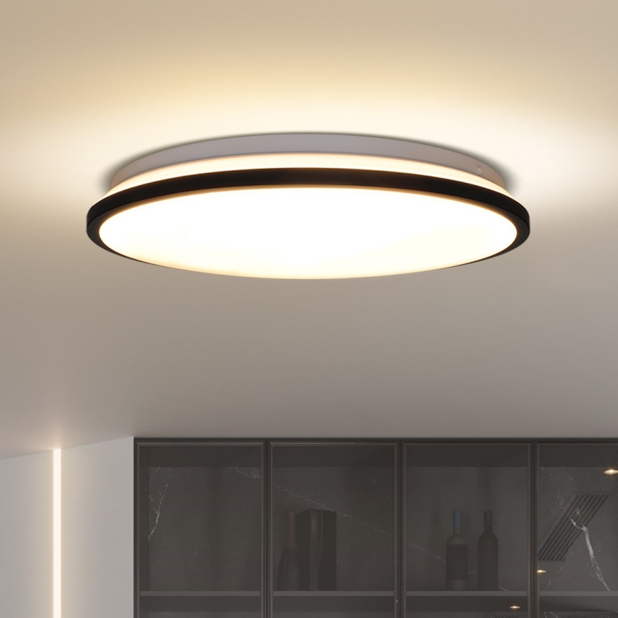 LED Stmievateľné stropné svietidlo JAMIL LED/48W/230V 3000-6500K čierna + diaľkové ovládanie