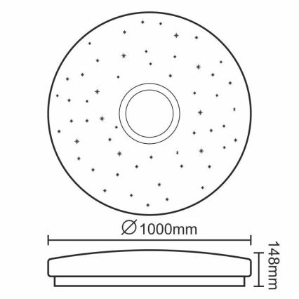 LED Stmievateľné stropné svietidlo LED/150W/230V + diaľkové ovládanie