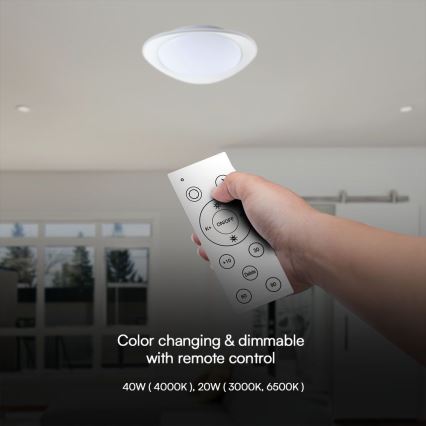 LED Stmievateľné stropné svietidlo LED/40W/230V 3000-6500K 45 cm biela + diaľkové ovládanie