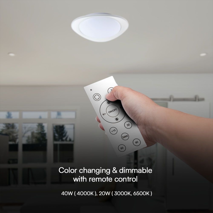 LED Stmievateľné stropné svietidlo LED/40W/230V 3000-6500K 45 cm biela + diaľkové ovládanie