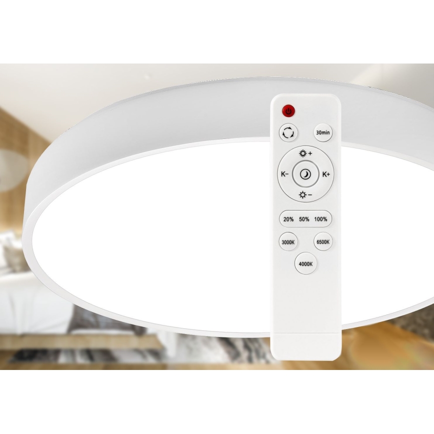 LED Stmievateľné stropné svietidlo LED/40W/230V 3000-6500K pr. 40 cm biela + diaľkové ovládanie