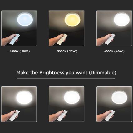 LED Stmievateľné stropné svietidlo LED/40W/230V 3000K/4000K/6500K pr. 41 cm + diaľkové ovládanie
