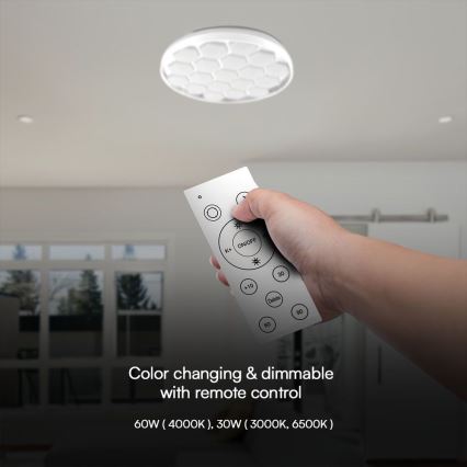 LED Stmievateľné stropné svietidlo LED/60W/230V 3000/4000/6500K + diaľkové ovládanie