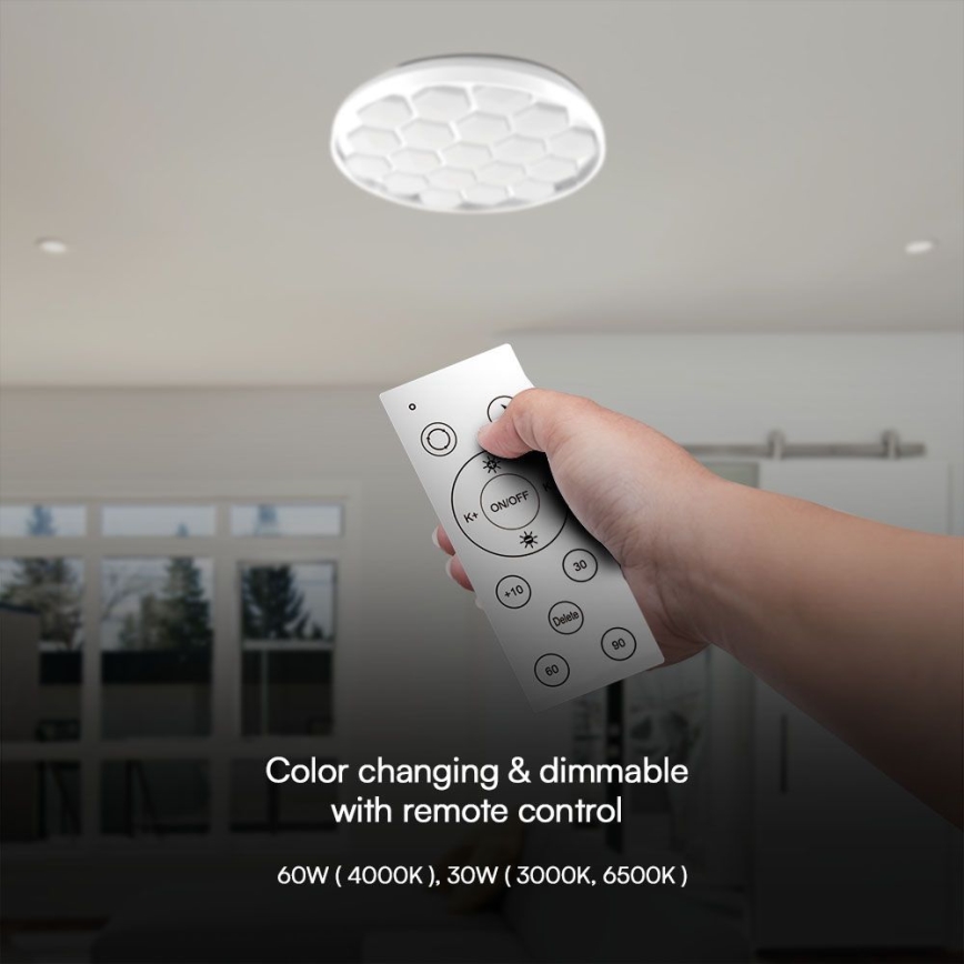 LED Stmievateľné stropné svietidlo LED/60W/230V 3000/4000/6500K + diaľkové ovládanie