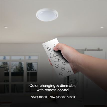LED Stmievateľné stropné svietidlo LED/60W/230V 3000-6500K 49,2 cm biela + diaľkové ovládanie