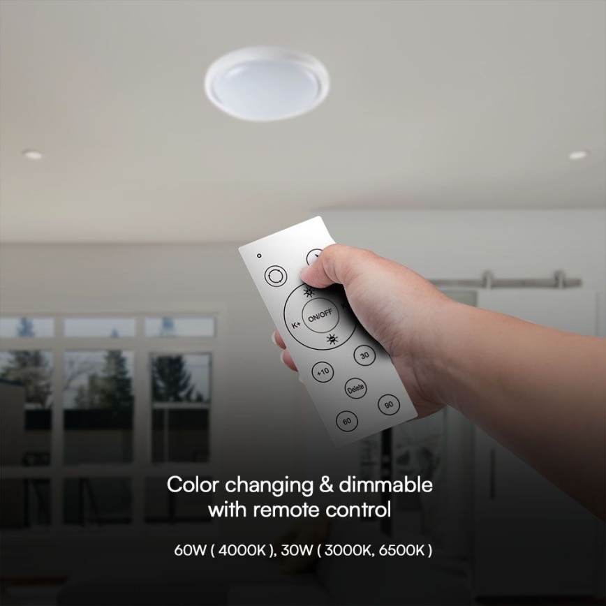 LED Stmievateľné stropné svietidlo LED/60W/230V 3000-6500K 49,2 cm biela + diaľkové ovládanie