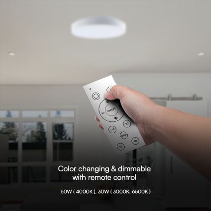 LED Stmievateľné stropné svietidlo LED/60W/230V 3000-6500K 49,5 cm biela + diaľkové ovládanie