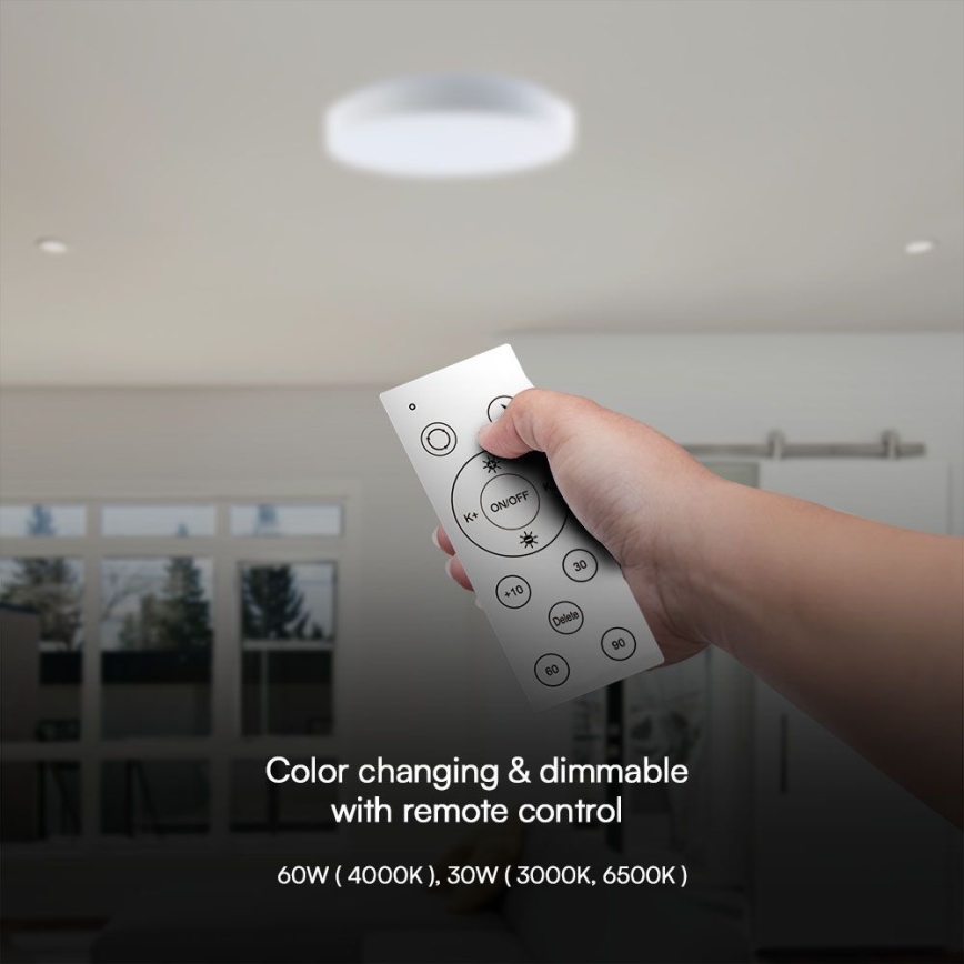 LED Stmievateľné stropné svietidlo LED/60W/230V 3000-6500K 49,5 cm biela + diaľkové ovládanie