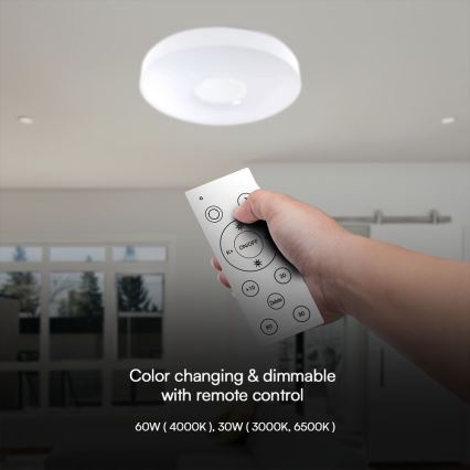 LED Stmievateľné stropné svietidlo LED/60W/230V 3000-6500K 49,5 cm biela + diaľkové ovládanie