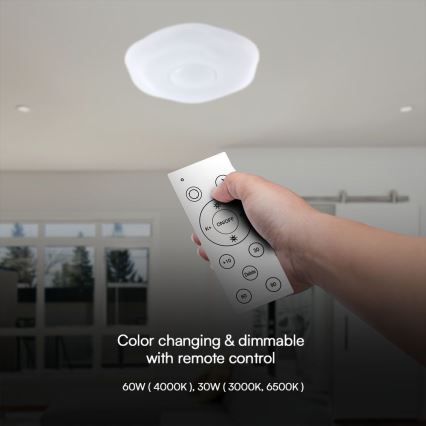 LED Stmievateľné stropné svietidlo LED/60W/230V 3000-6500K 50 cm biela + diaľkové ovládanie
