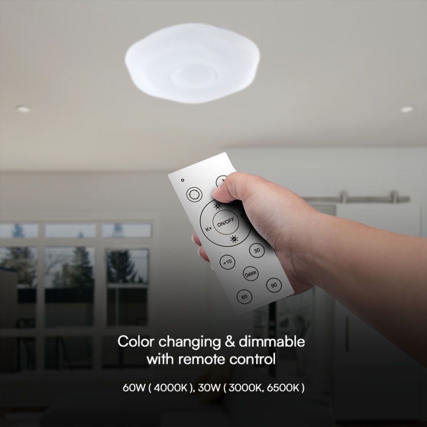 LED Stmievateľné stropné svietidlo LED/60W/230V 3000-6500K 50 cm biela + diaľkové ovládanie
