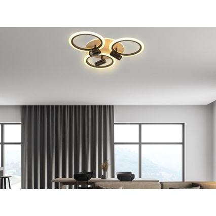 LED Stmievateľné stropné svietidlo LED/70W/230V 3000-6500K čierna/hnedá + diaľkové ovládanie