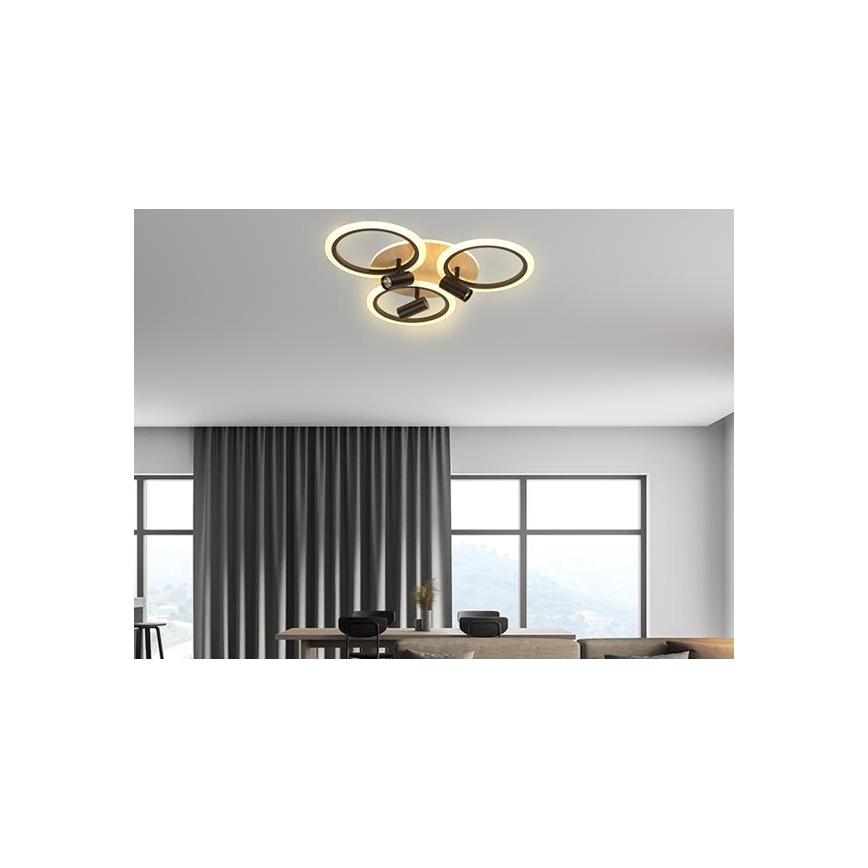 LED Stmievateľné stropné svietidlo LED/70W/230V 3000-6500K čierna/hnedá + diaľkové ovládanie