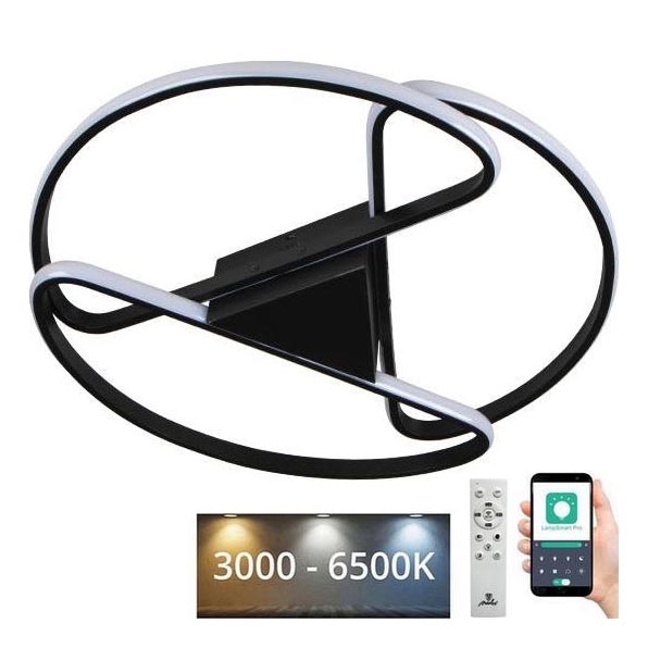 LED Stmievateľné stropné svietidlo LED/75W/230V 3000-6500K čierna + diaľkové ovládanie