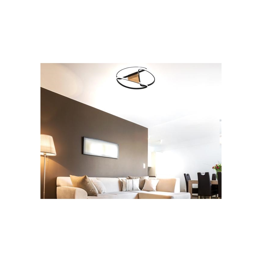 LED Stmievateľné stropné svietidlo LED/75W/230V 3000-6500K hnedá/čierna + diaľkové ovládanie